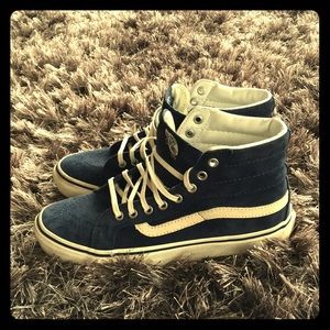 Dark Blue Suede High Top Vans sneakers